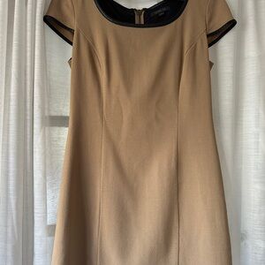 Elegant Tan Dress with Black Accents